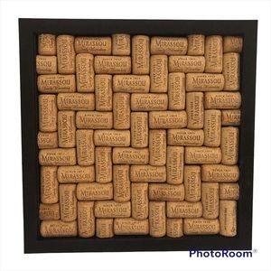 Wine cork framed wall art display hanging picture with frame corkware 11x11